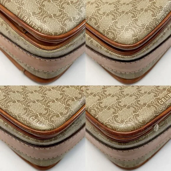 Celine Macadam Pattern Shoulder Bag Pochette Crossbody Gold Hardware - Picture 5 of 8